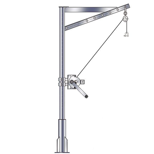 Potence amovible en acier galvanisé ou inox avec treuil zingué KV 300