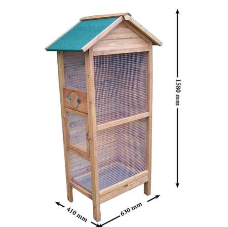 Volière Padda en bois pour 3-4 oiseaux - 158 cm de haut - Surface 0,26 m² - Livrée en kit