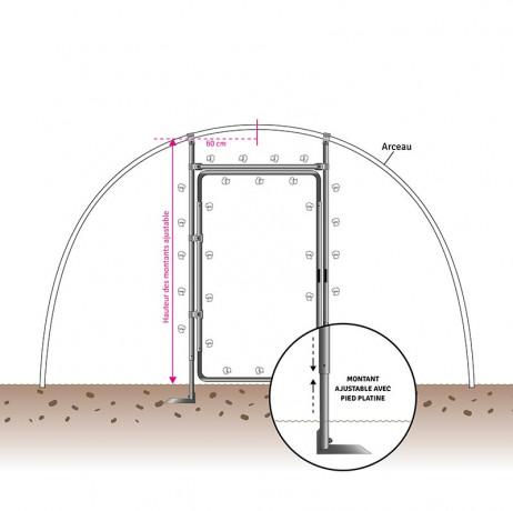 Kit porte adaptable pour serre tunnel - hauteur 1.80 à 2 m - dimensions 90x170 cm - acier galvanisé