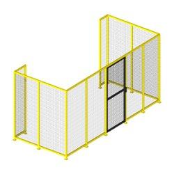 Protections grillagées - Panneaux personnalisables 1300 à 2200 mm, maille 50x20 ou 50x30 mm, finition jaune et noir