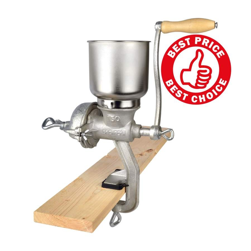 Moulin à malt en fonte Brewferm Grizzly - concasseur manuel pour malt, maïs, céréales - capacité 30 kg/h - référence 110.051.0