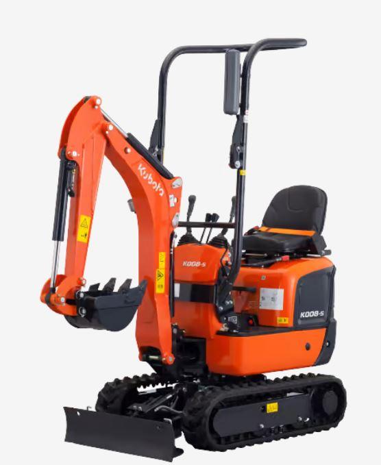 Mini-pelle Kubota KX008-5 - Réf. MP53455, 2022, 5 heures, matériel neuf de démonstration avec 3 godets