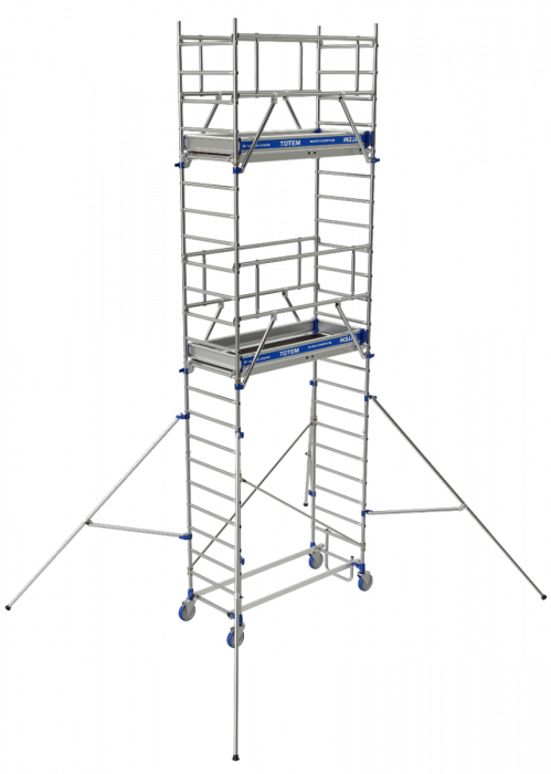 Échafaudage roulant H.7m - Hauteur de travail maximum 7 m - Dimensions plancher 1.71 x 0.65 m