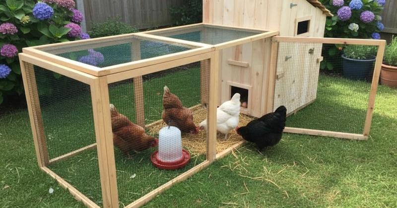 Poulailler en bois 2 à 5 poules – 3,20 x 1,00 x 1,50 m – Livré en kit – Fabrication française