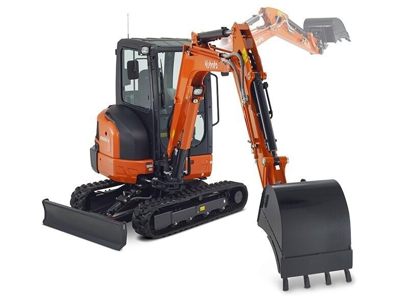 Mini pelle Kubota KX037-4 - remplace KX101-3a4 - largeur 1550 mm - cabine spacieuse