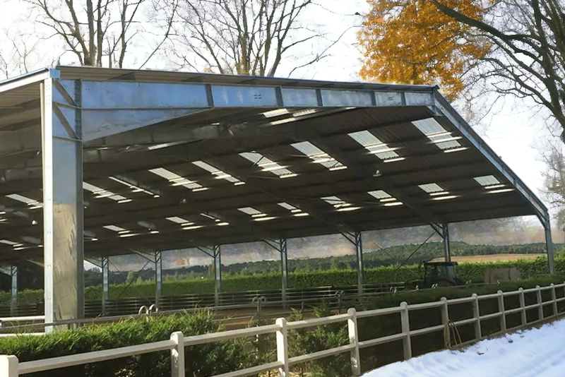 Carrière équestre en kit de 1 240m² - bi-pente (16%), 20,6m x 60m