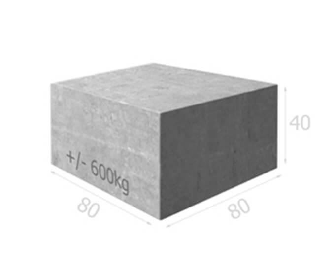 Couvertine BT80 80 cm de longueur en béton gris - 80 x 80 x 40 cm - 0.26 m³ - fabrication française