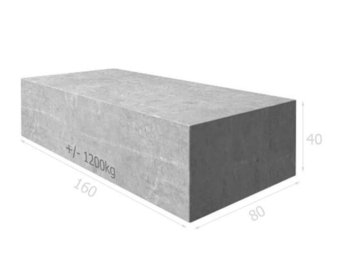 Couvertine BT80 160 en béton gris - 160 x 80 x 40 cm - 0.51 m³ - fabrication française