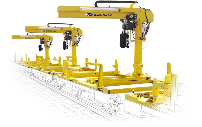 Chargeur de rail à palan motorisé CR-FP - Modèle à fût pivotant, capacité de levage env. 1 tonne, longueur de rail jusqu'à 120 mètres