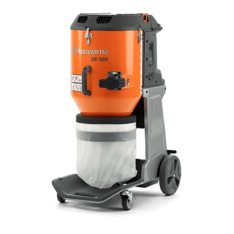 Extracteur de poussière Husqvarna DE 120 - 450 m³/h, 2,2 kW, filtre HEPA, compact et léger