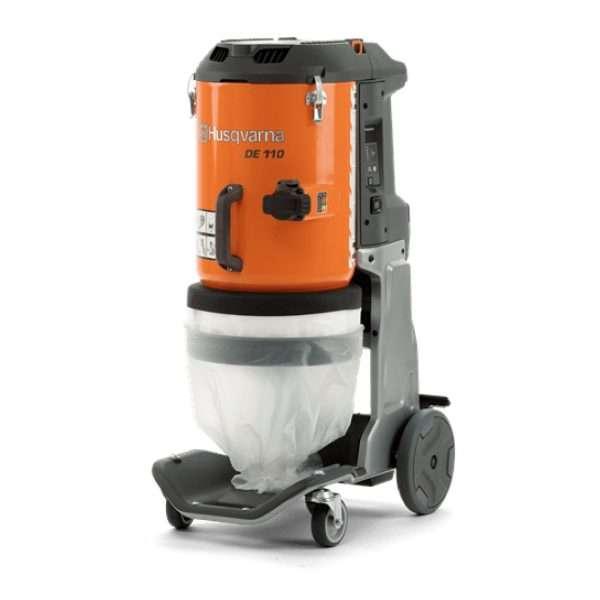 Extracteur de poussière Husqvarna DE 110 - 225 m³/h, 1.1 kW, 25 kg, filtre HEPA, e-Flow, classe H