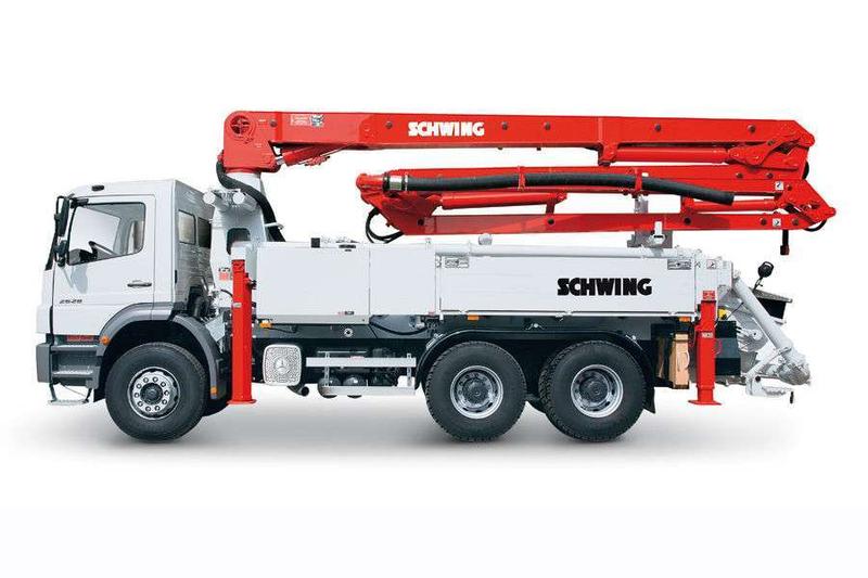Schwing – Pompes à béton hydrauliques ou mécaniques, débit 0 à 90 m³/h, moteurs diesel, essence ou électrique