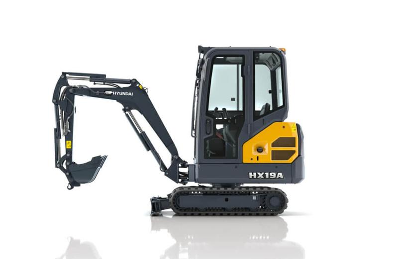 Pelle compacte HYUNDAI HX19A - 1,9 tonnes - Moteur Stage V 16,5 kW - Cabine ou toit optionnel