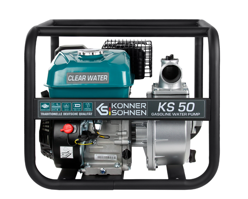 Motopompe à eau propre KS 50 Könner & Söhnen - Moteur essence 4 temps, châssis acier 28 mm, aluminium haute résistance