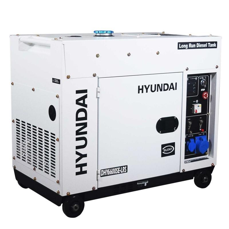 HYUNDAI groupe électrogène diesel DHY6600SE-LRS 5300 W monophasé pour installation solaire - 5,3 kW - 28 L