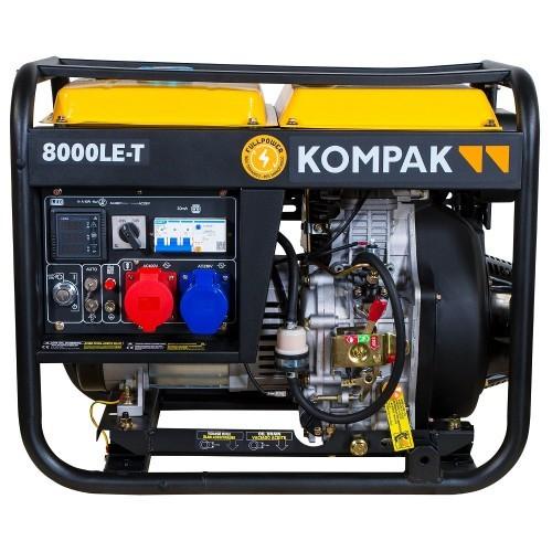 Groupe électrogène diesel Kompak NT-8000LE-T - 6400W - Monophasé 230V et Triphasé 400V - Compatible ATS - Démarrage manuel et électrique