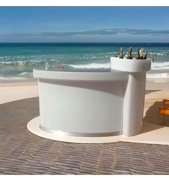 Comptoir arrondi lumineux Calypso 1m50 - en plastique, finition lisse, usage intérieur, extérieur et en piscine