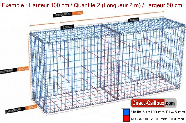Gabion Optimisé - Largeur 50 cm / 7 Hauteurs au choix / Longueur au choix à partir de 5m