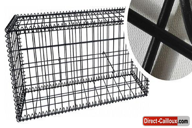 Gabion BLACK EDITION Noir Mat - 100 x 30 x 50 cm en kit avec grilles et spirales
