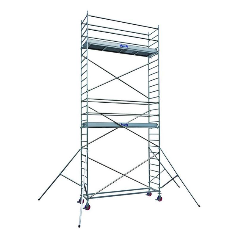 Échafaudage roulant aluminium - Hauteur de travail 8 m - Largeur 0,85 m Longueur 2,54 m