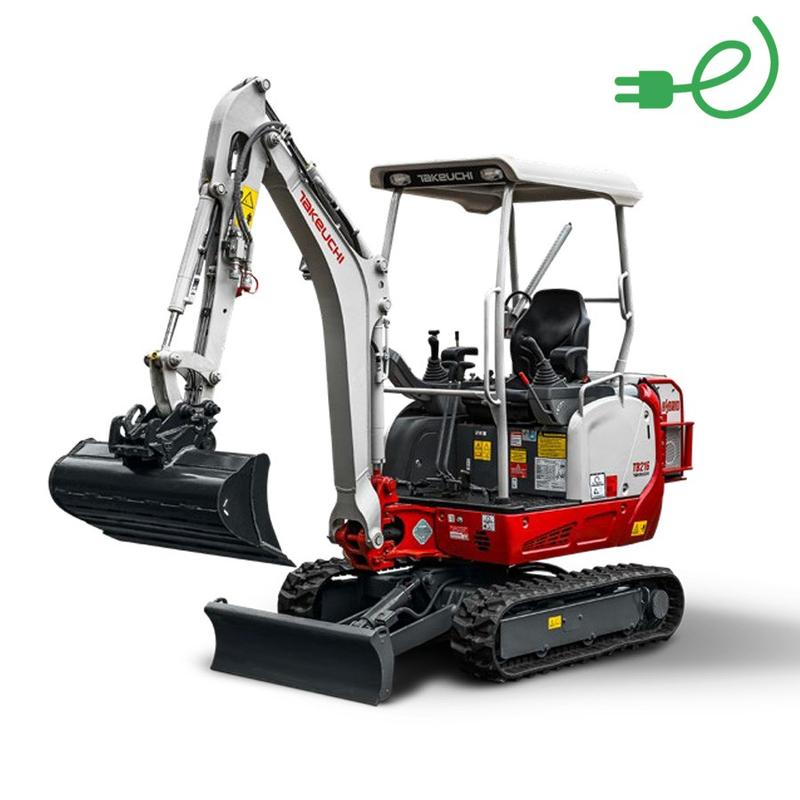 Mini-pelle bi-énergies Takeuchi TB216H 1T9 - Location - Moteur diesel/électrique 380V