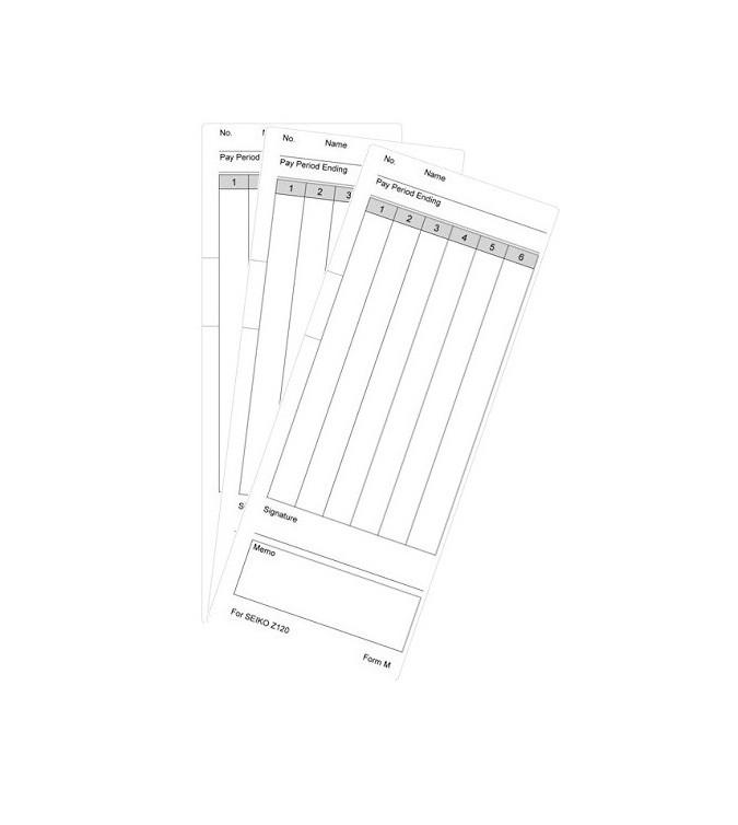 Lot de 200 fiches de pointage - Pointeuse Seiko Z120 - H 204 mm x L 82 mm