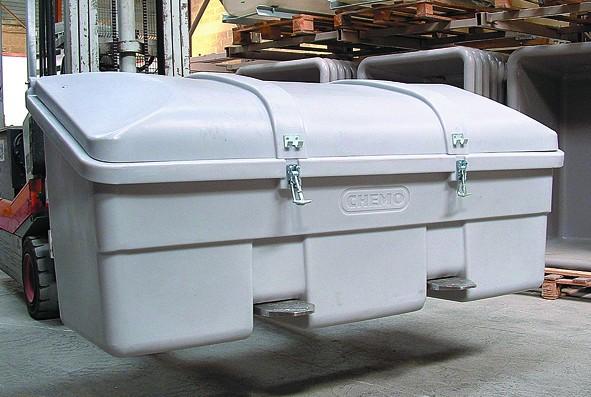 Box outillage pour véhicule volume 750 l couvercle NON monté - coffre de rangement en polyéthylène gris