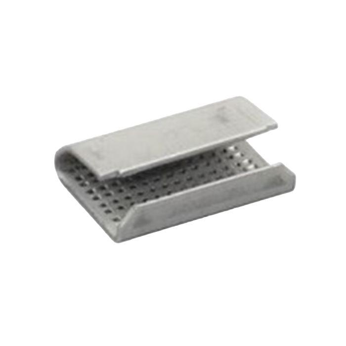Sceau de métal ouvert 5/8" pour courroie plastique - dentelé 1.203" - 1000 unités par caisse
