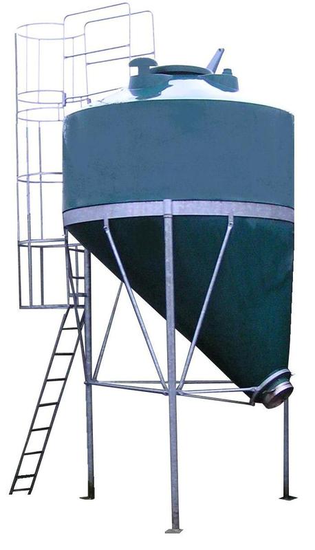 Silo monobloc cône déporté version surélévée - Réf. SILOCDS5M3013F - cuve polyéthylène vert - volume 5,6 m³ - charge maxi 3,5 t