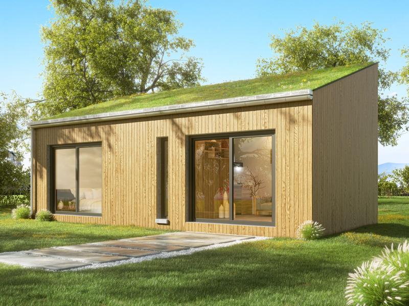 Bureau de jardin 30 m² monopente - ossature bois, mezzanine 12 m², L 5,10 m