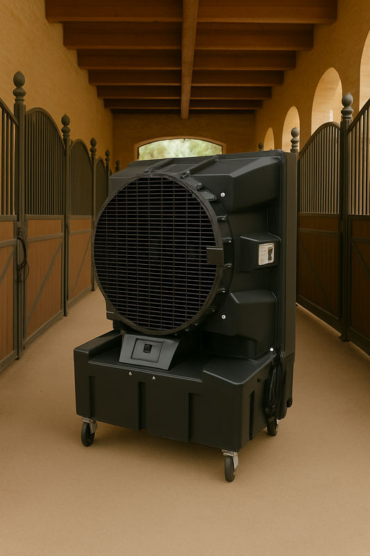 Rafraîchisseur d'air mobile pour écuries - MODELE SS - Réservoir 70L, autonomie 8h, 220V - Fabriqué en France
