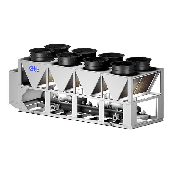 Refroidisseur de liquide EC+ au propane R290, puissance frigorifique 100 à 1200 kW, structure aluminium garantie 20 ans anticorrosion
