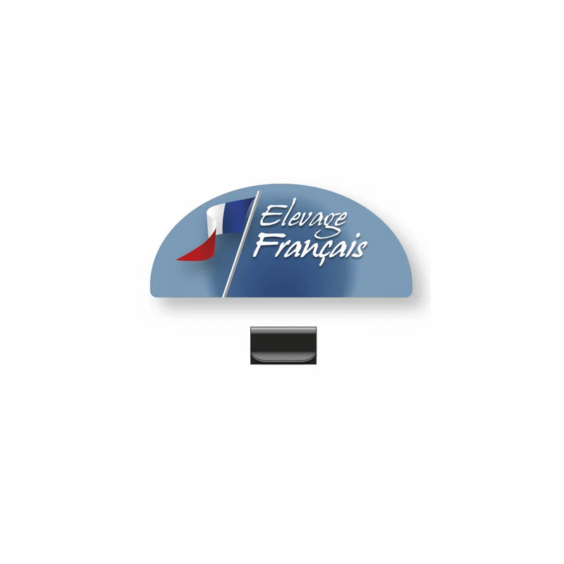 Demi-lune Elevage Français 6x2,6 cm en PVC blanc 35/100 - 25 pièces avec 25 étigrips noirs