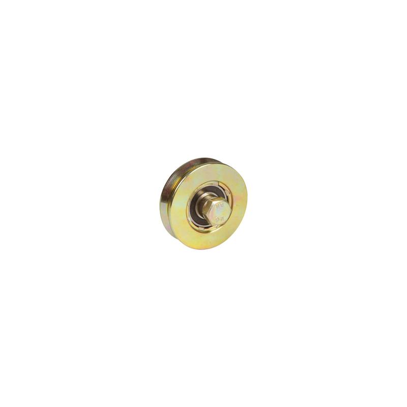 Roue à gorge en V (92°) de diamètre 120mm avec double roulement à billes - COMPOSANTS DE PORTAIL - Réf 009319