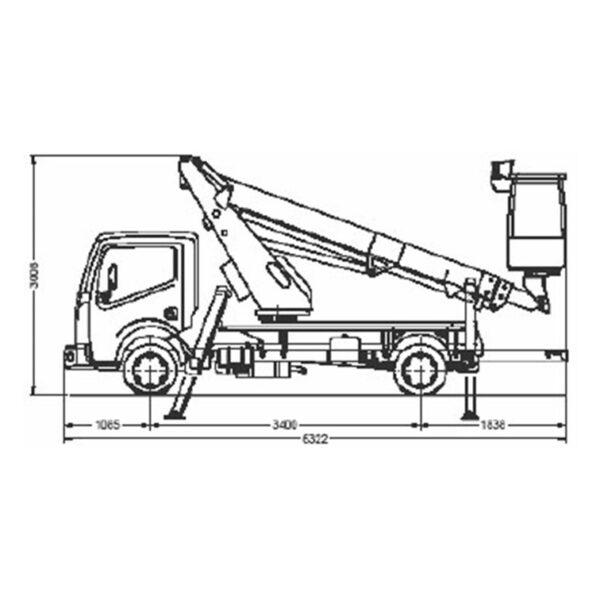 Camion nacelle diesel 162 PRO H - C16 - hauteur de travail 16,50 m - déport horizontal maxi 11 m