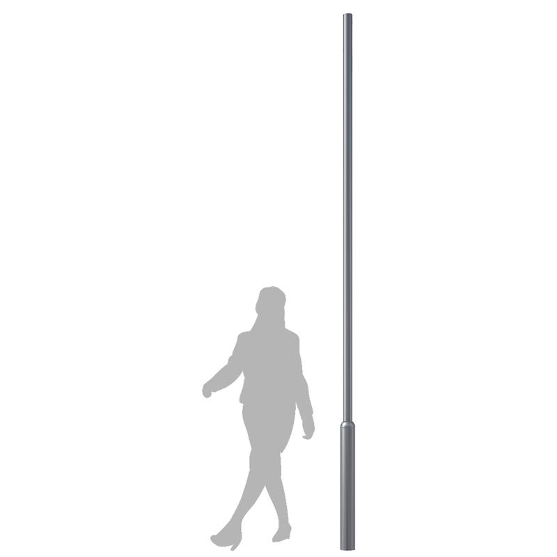 Candélabre cylindrique RÉTREINT en acier galvanisé - hauteurs 3,50 m à 5,00 m - 4 tiges de scellement ø 16×300 mm