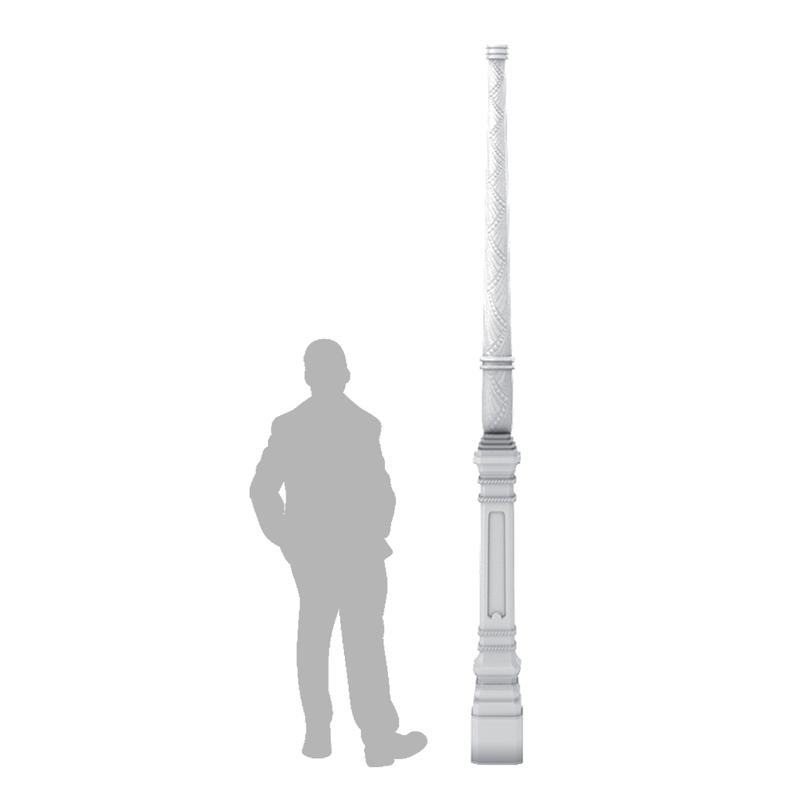 Candélabre ARCACHON en fonte d’acier - hauteur 3,20 m - 4 tiges de scellement ø 18×370 - entraxe 235×235 mm en croix