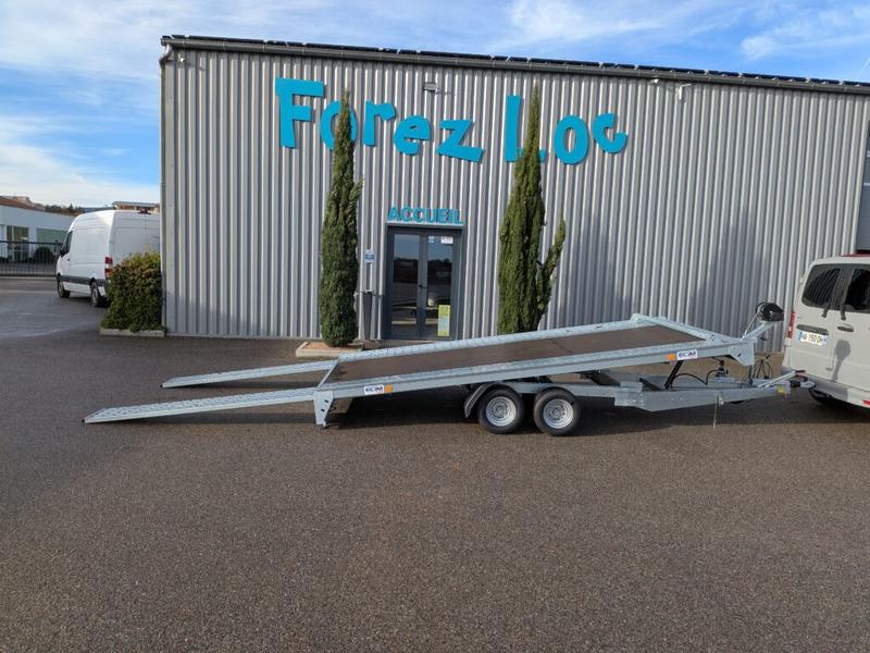 Remorque Porte Voiture Basculante - Plateau 4,1 m x 2 m - Charge Utile 1T8 - Treuil Manuel