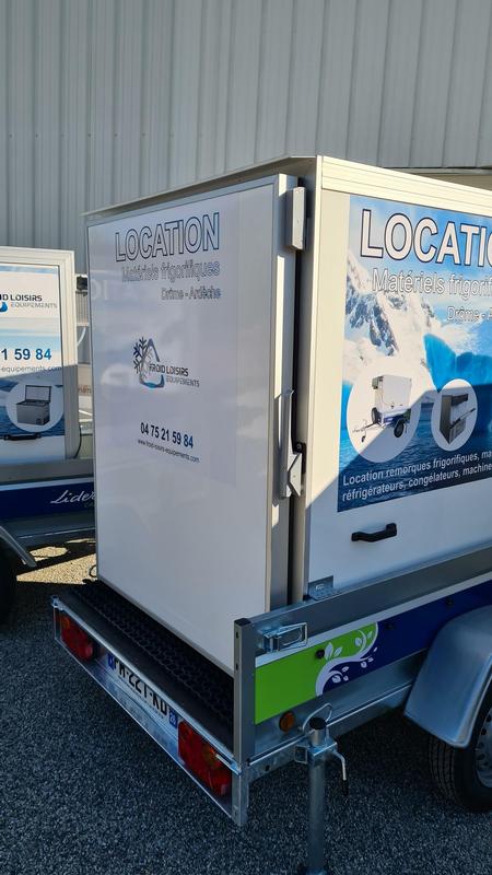 Location remorque frigorifique 3 m³ - 0 à +8°C, 2 étagères, antivol, 26 Drôme