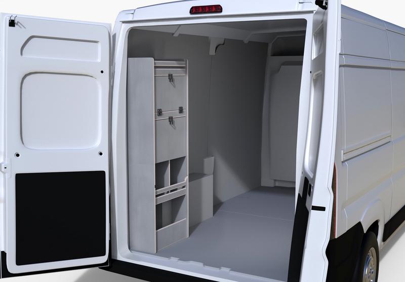 Casier Multiple Traction en bois vernis gris clair pour Opel MOVANO 2010 - 53 x 40 x 158 cm - 3 étagères, tiroir, porte