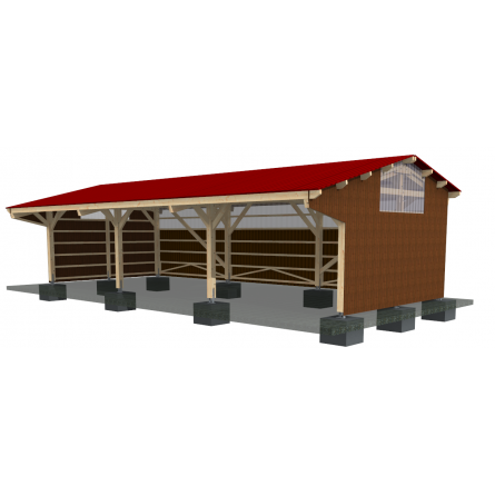 Kit Hangar - structure bois pour stockage agricole, largeur 7m, longueur 18m
