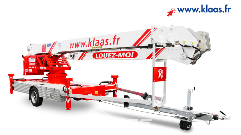 Location grue sur remorque Klaas K23-33 - 33 m de hauteur, 1500 kg de charge utile, 23 m de portée