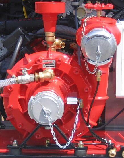 Pompe incendie Type V45/10 - version véhicules, débit 750 l/mn, pression 10 bar, dimensions 428x348x350 mm