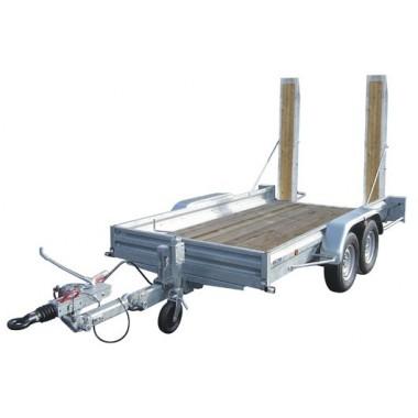 Location remorque 3.5 t 2 essieux avec pelle - béquille automatique, rampes arrières réglables et plancher bois
