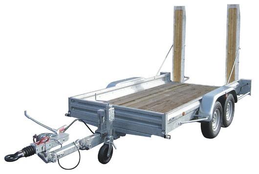 Location remorque 3.5 t 2 essieux seule, sans pelle - béquille automatique, rampes arrières réglables, plancher bois