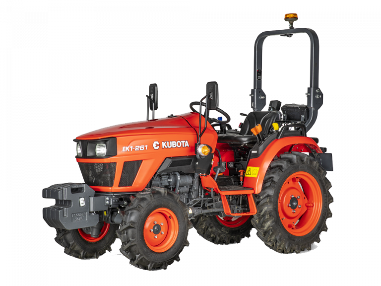 Tracteur Kubota EK1 – 22 ou 25 ch, compact, robuste, roues agraires, transmission mécanique, espaces verts
