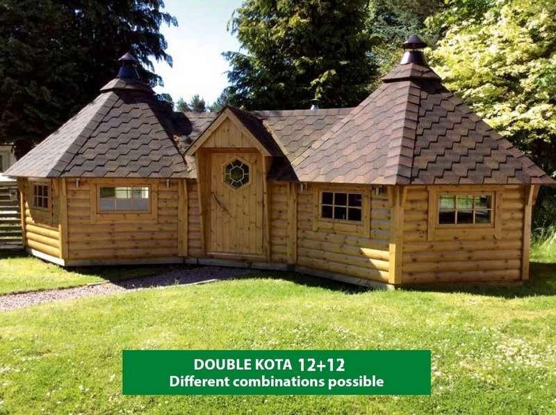 Kota 12+12 m² avec corridor - abri en bois de qualité premium en pin du nord