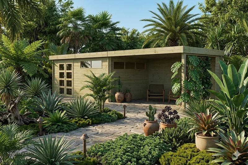 Pool House 26m² - 905x295cm - 44mm - Imprégnation verte - Toit plat