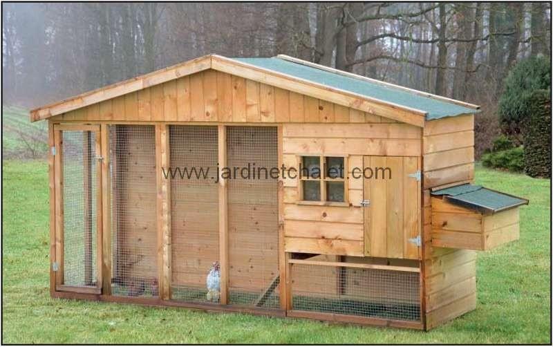 Enclos à poules pondeuses Bielefelder - Abri pour poules en sapin imprégné avec porte et fenêtre en plexiglas