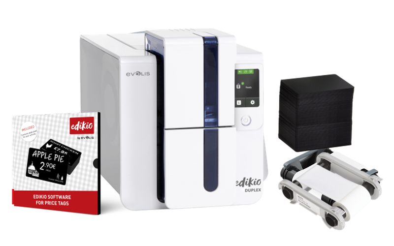 Evolis Edikio Duplex - Imprimante étiquettes double face pour cartes CR-80 et gestion logicielle Pro